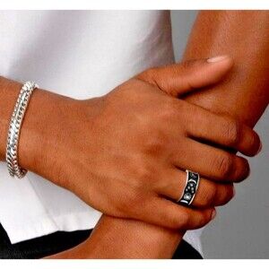 Men's Titanium Steel MOON STARS Ring Rotating Relieve Stress Spinner Women's